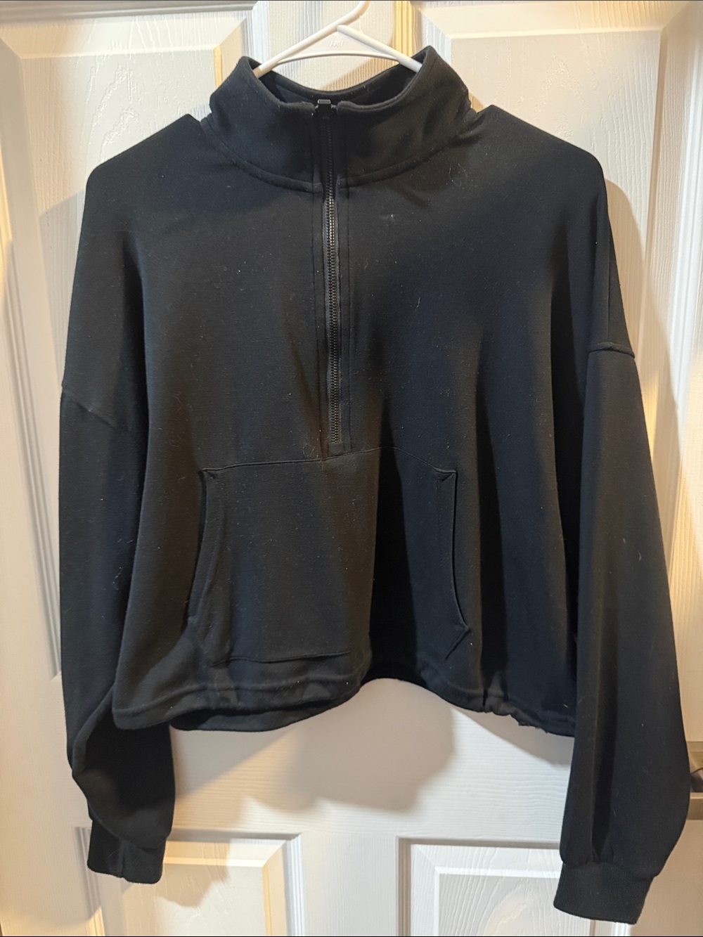 Black Half-Zip Cropped Pullover